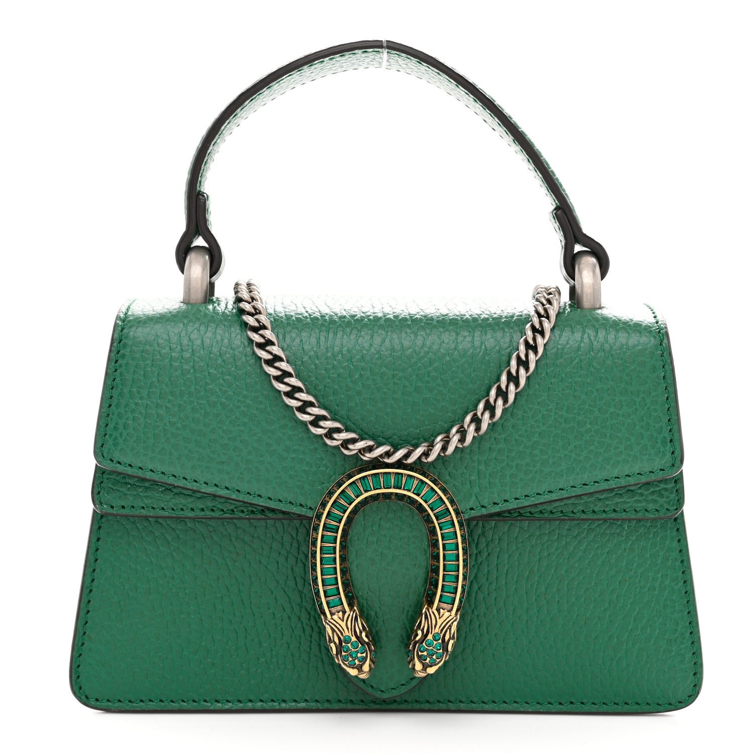 Gucci Dollar Calfskin Crystal Mini Dionysus Top Handle Bag Emerald
