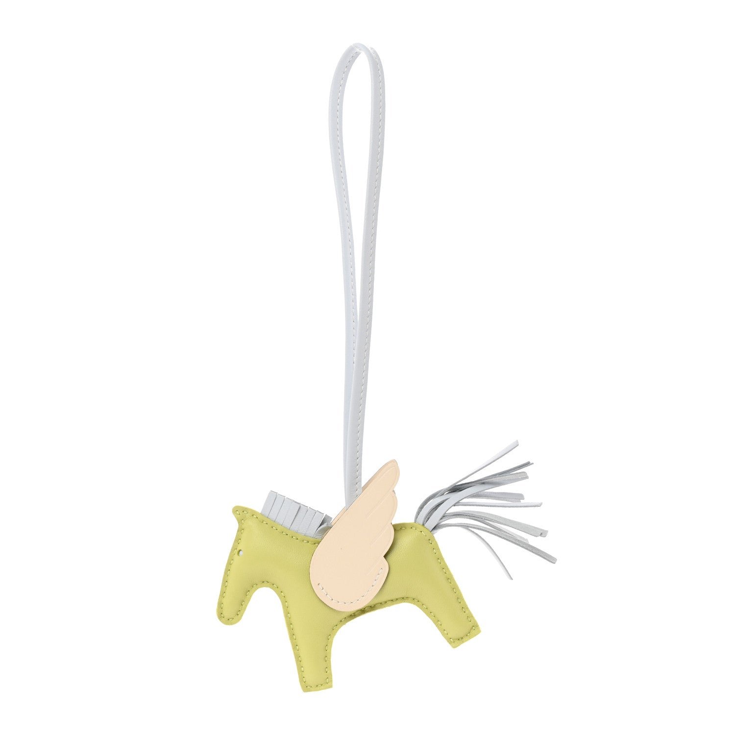 Hermes Milo Lambskin Grigri Rodeo Pegase Horse Bag Charm PM Jaune Bourgeon Bleu Brume Nata