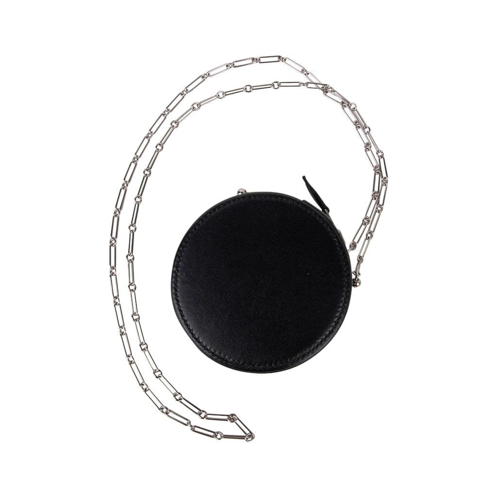 Hermes Hermes Limited Edition Micro Rond Veau Noir Villandry Bag Paper Clip Chain