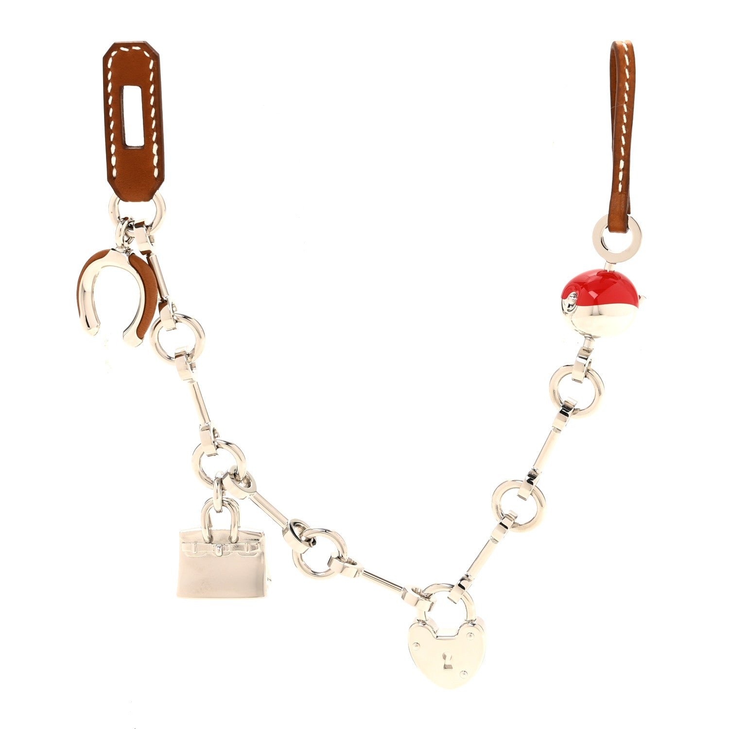 Hermes Palladium Barenia Bijou De Sac Bag Charm Fauve Rouge De Coeur
