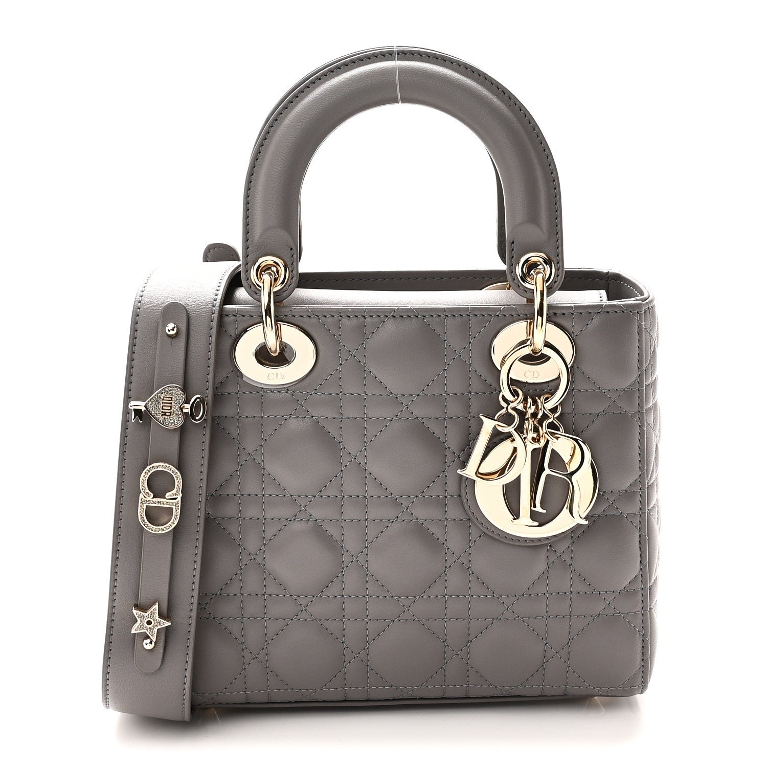 Christian Dior Lambskin Cannage Small My ABCDior Lady Dior Grey