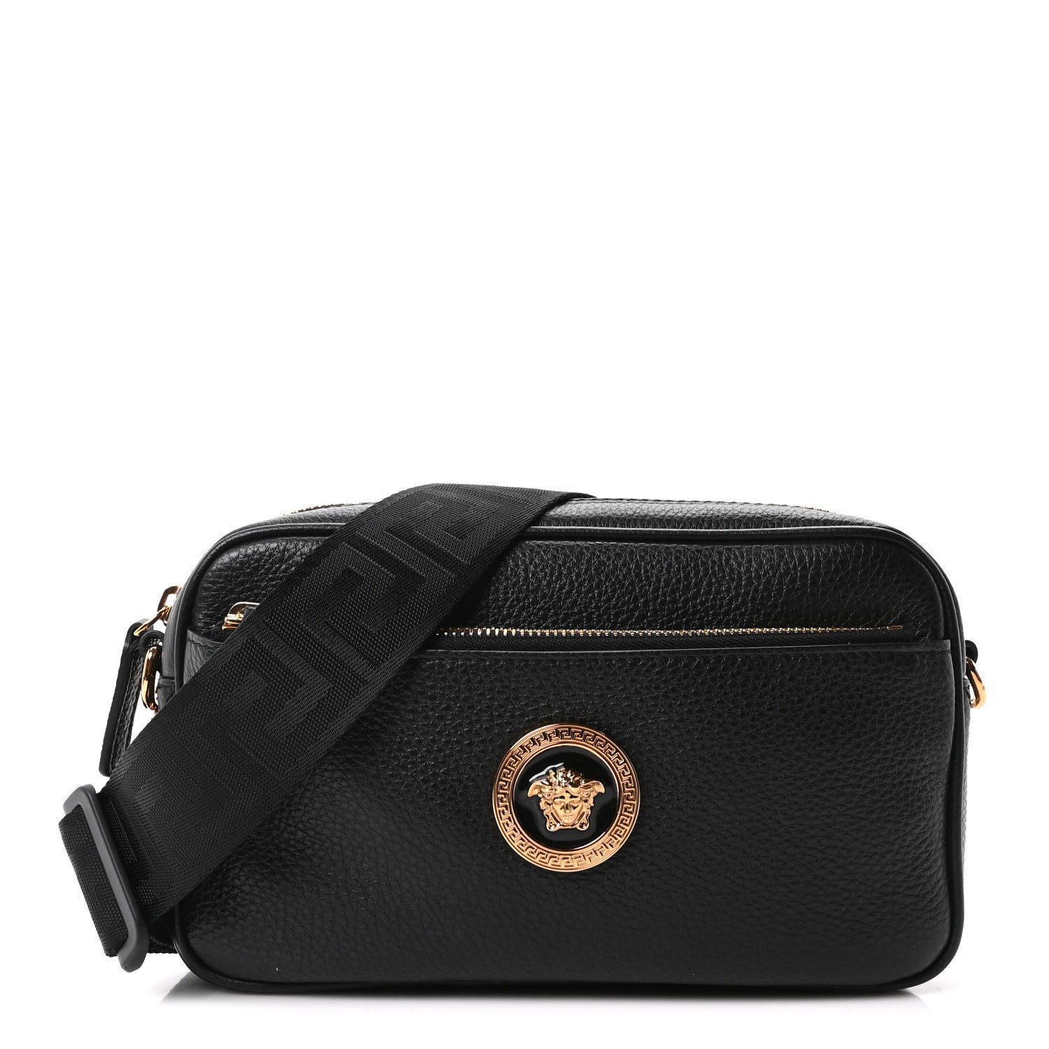 Versace Grained Calfskin La Medusa Camera Bag Black