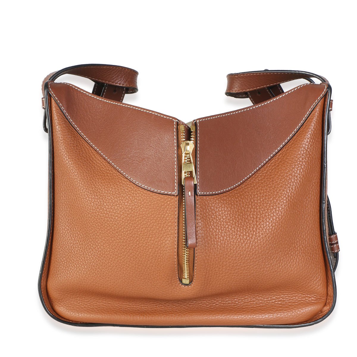 Tan Grained Calfskin Medium Hammock Shoulder Bag