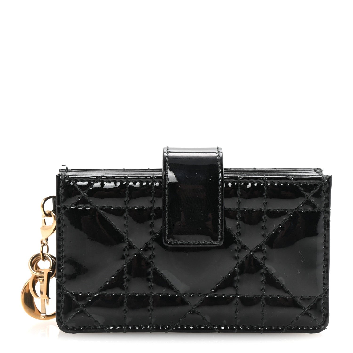 Dior Patent Cannage Lady Dior 5-Gusset Card Holder Black