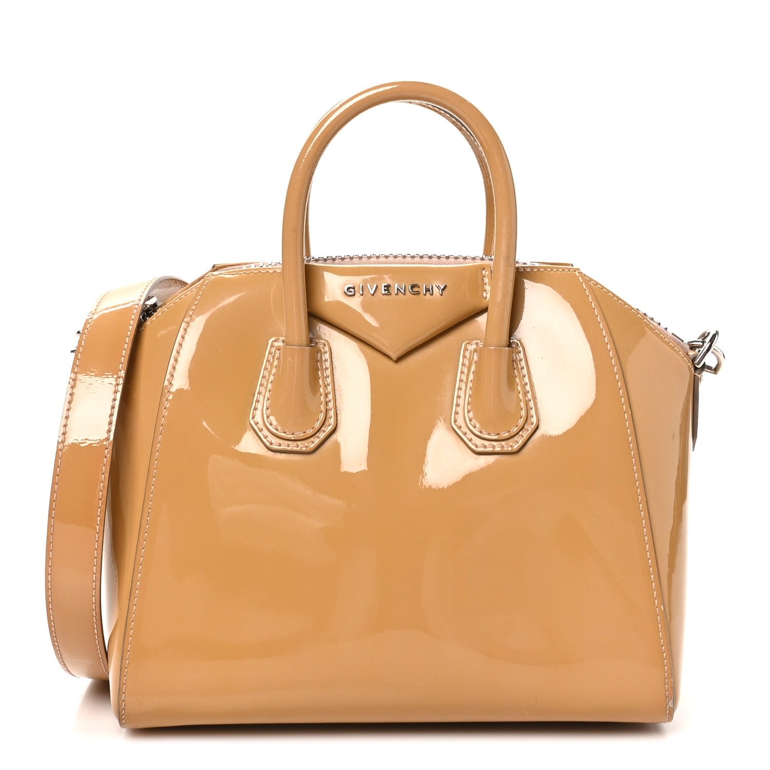 Givenchy Patent Calfskin Mini Antigona Beige