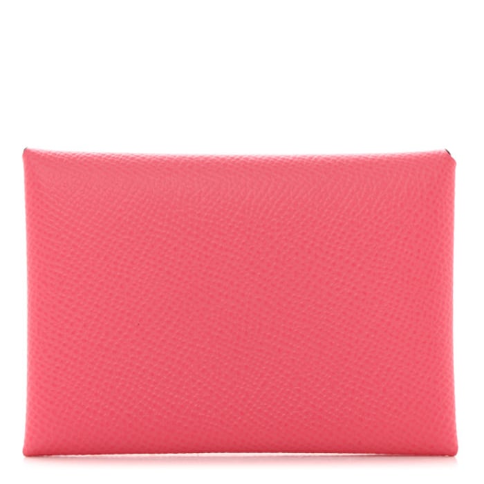 Hermes Epsom Calvi Duo Card Case Rose Azalee