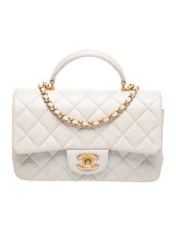 Classic Iridescent Rectangular Mini Top Handle Flap Bag