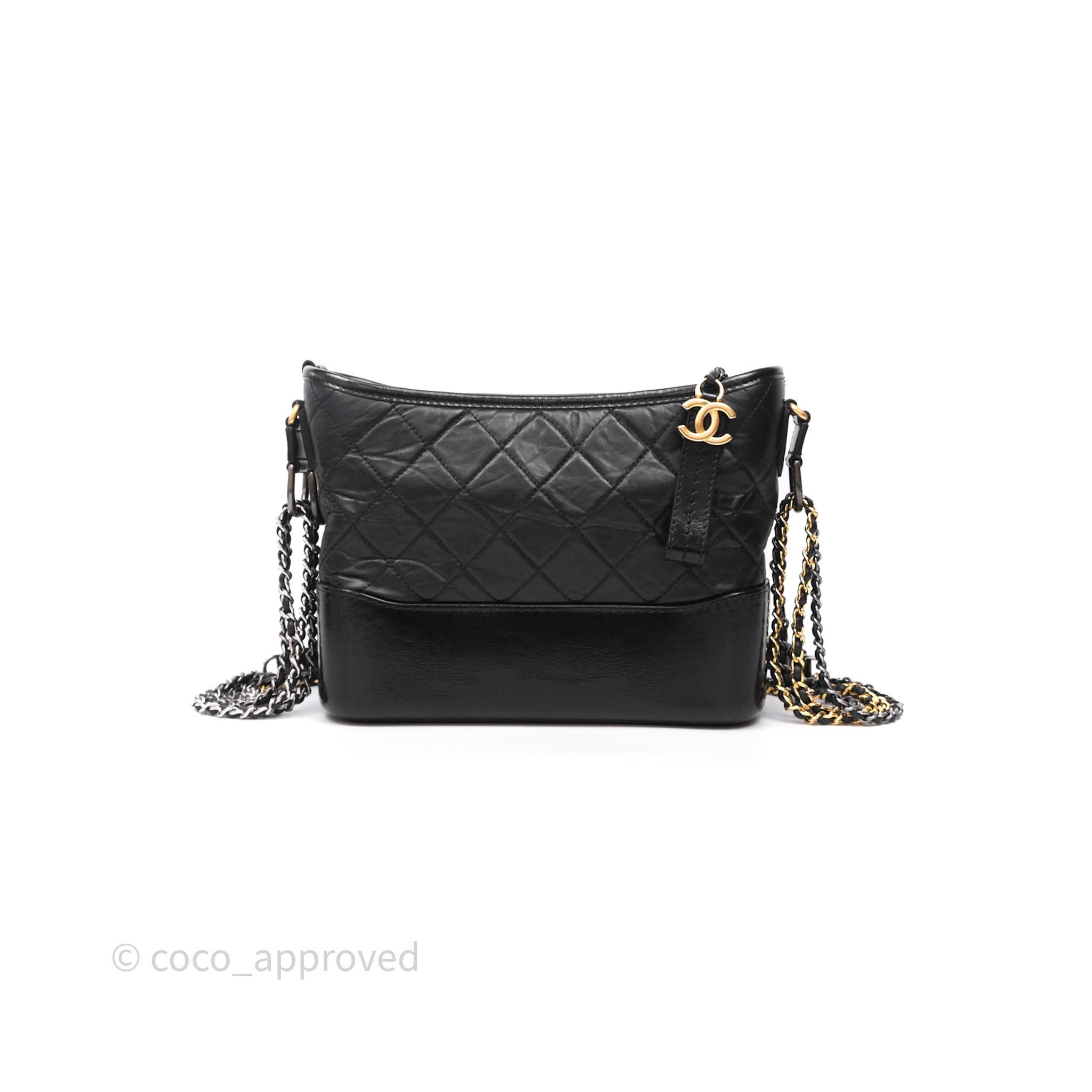 Chanel New Medium Gabrielle Hobo Quilted Black Aged Calfskin