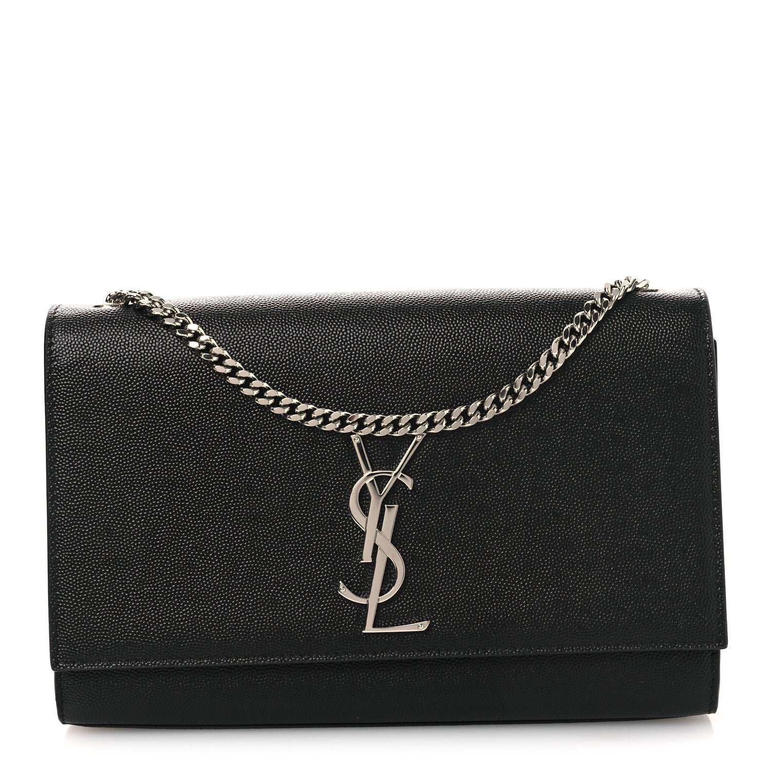 Saint Laurent Grain De Poudre Medium Classic Monogram Kate Satchel Black
