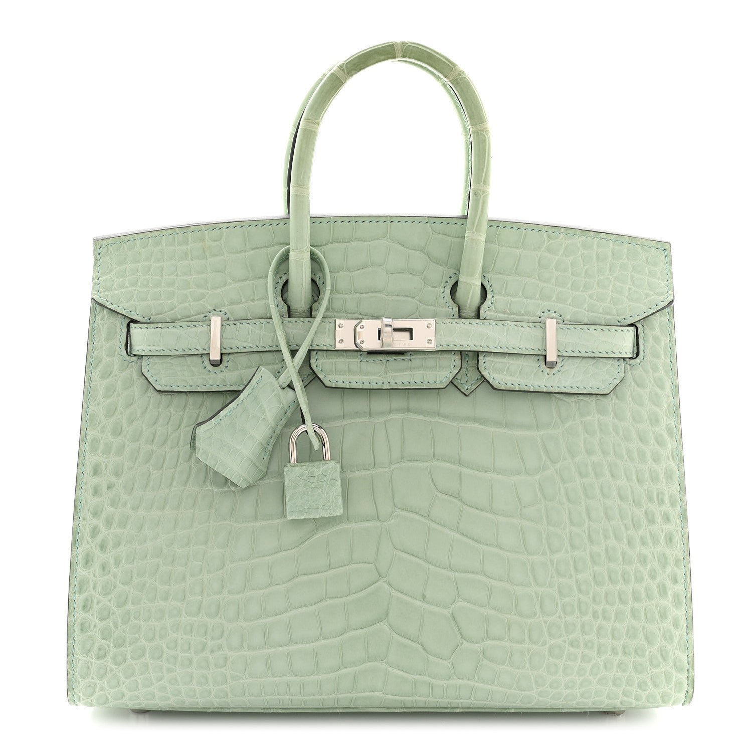 Hermes Matte Alligator Birkin Sellier 25 Vert D'eau