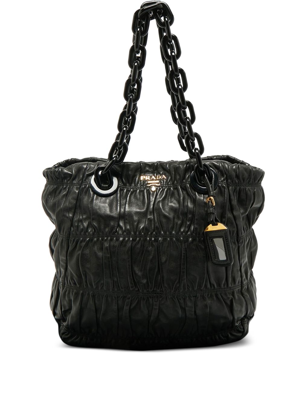 ruched chain tote