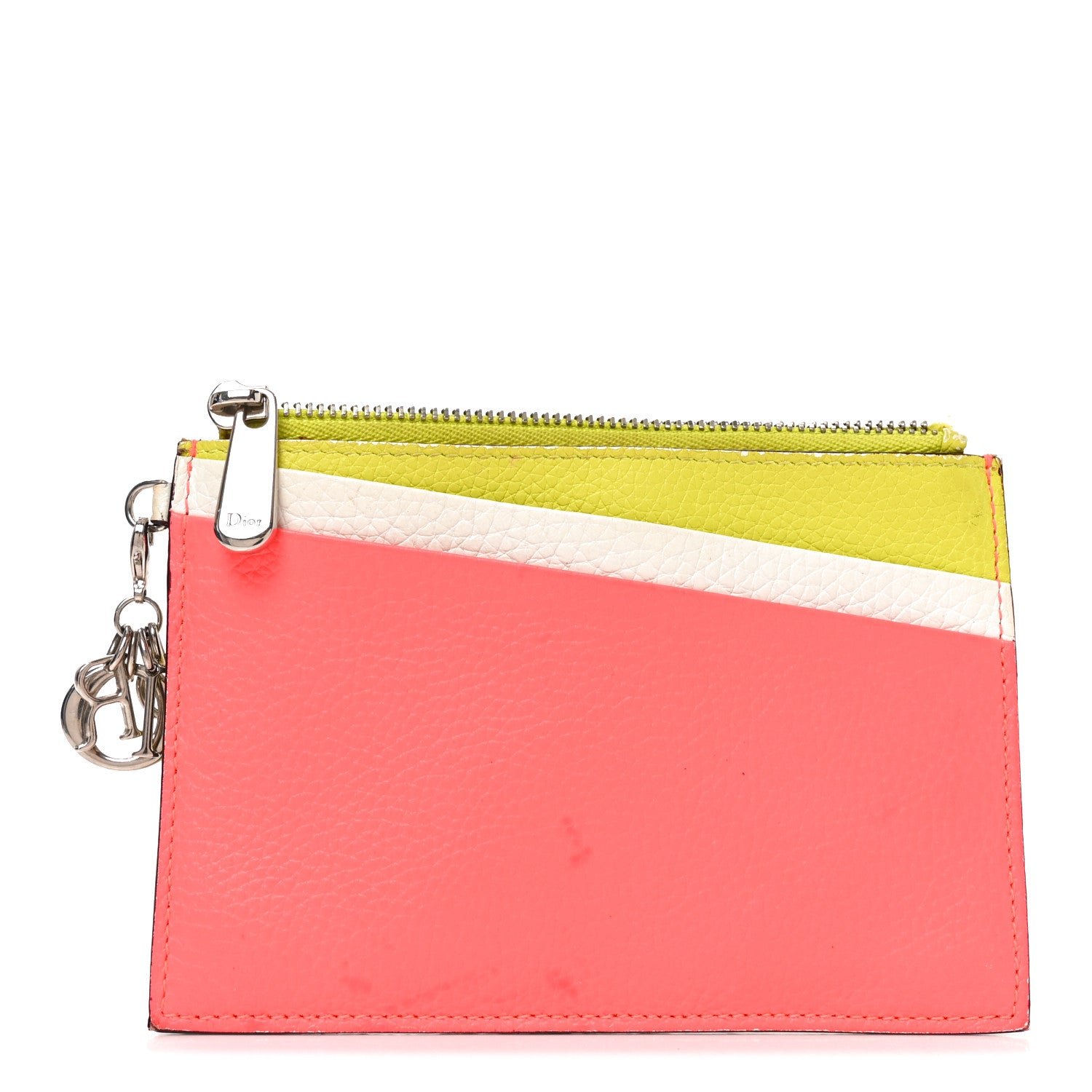 Dior Christian Dior Bullcalf Tri-Color Diorissimo Card Holder Vert Acide