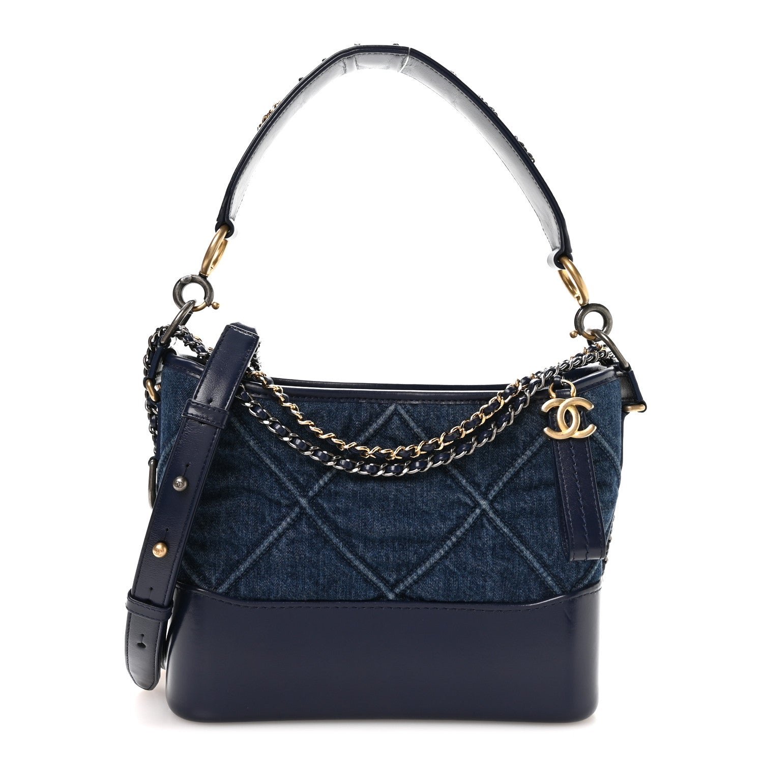 Chanel Denim Calfskin Quilted Medium Gabrielle Logo Hobo Blue