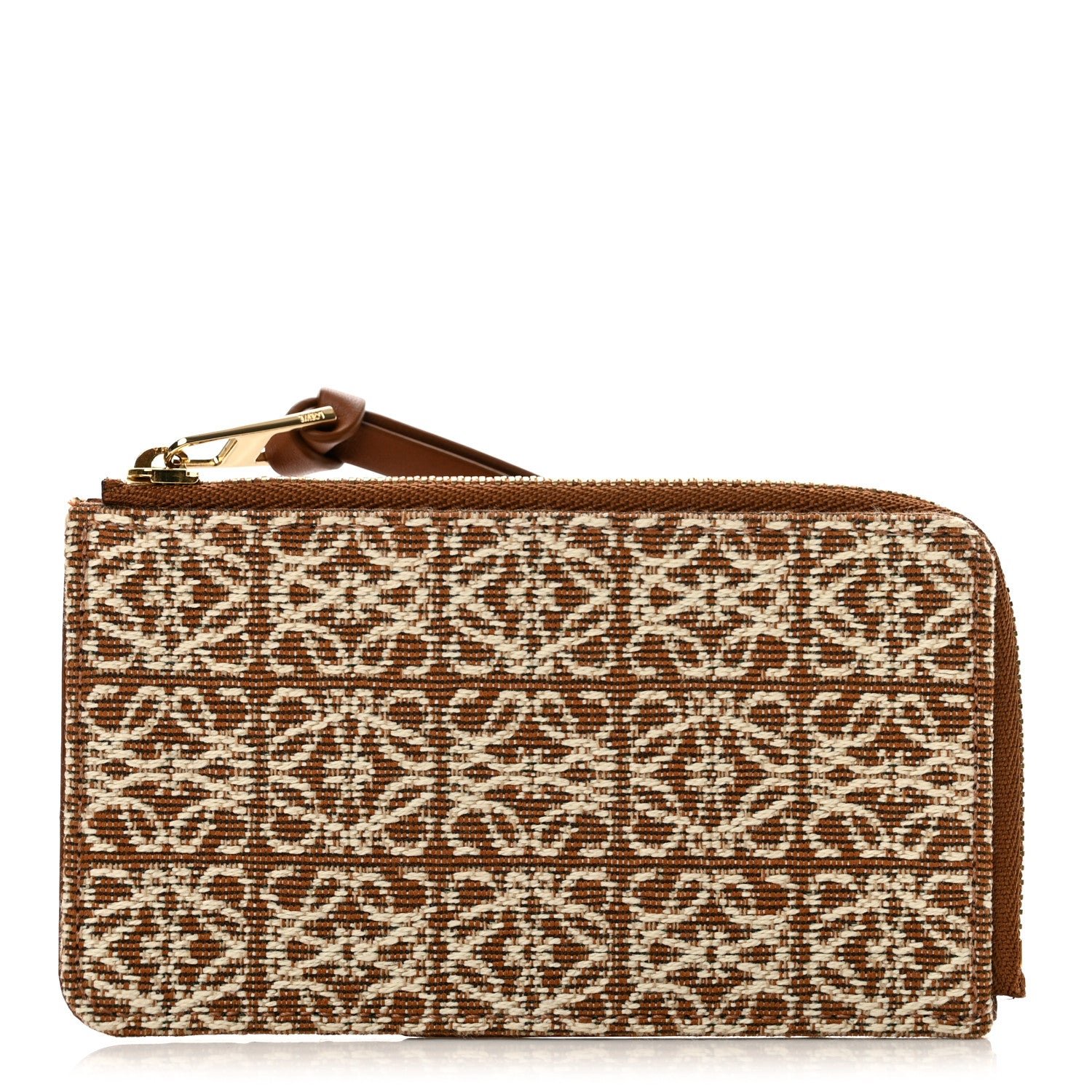 Loewe Jacquard Calfskin Anagram Coin Card Holder Tan Pecan