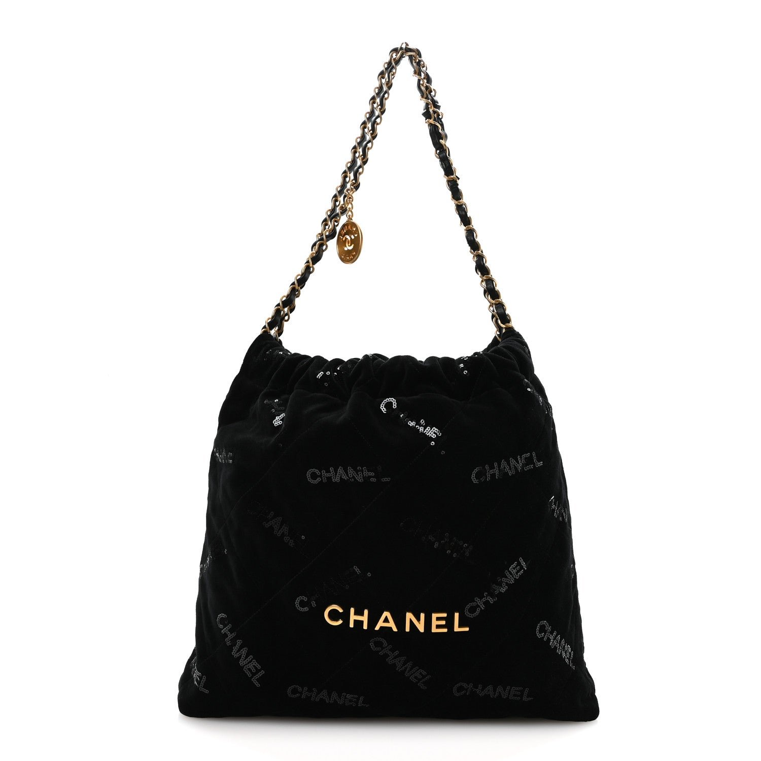 Chanel Velvet Sequin Quilted Chanel 22 Black