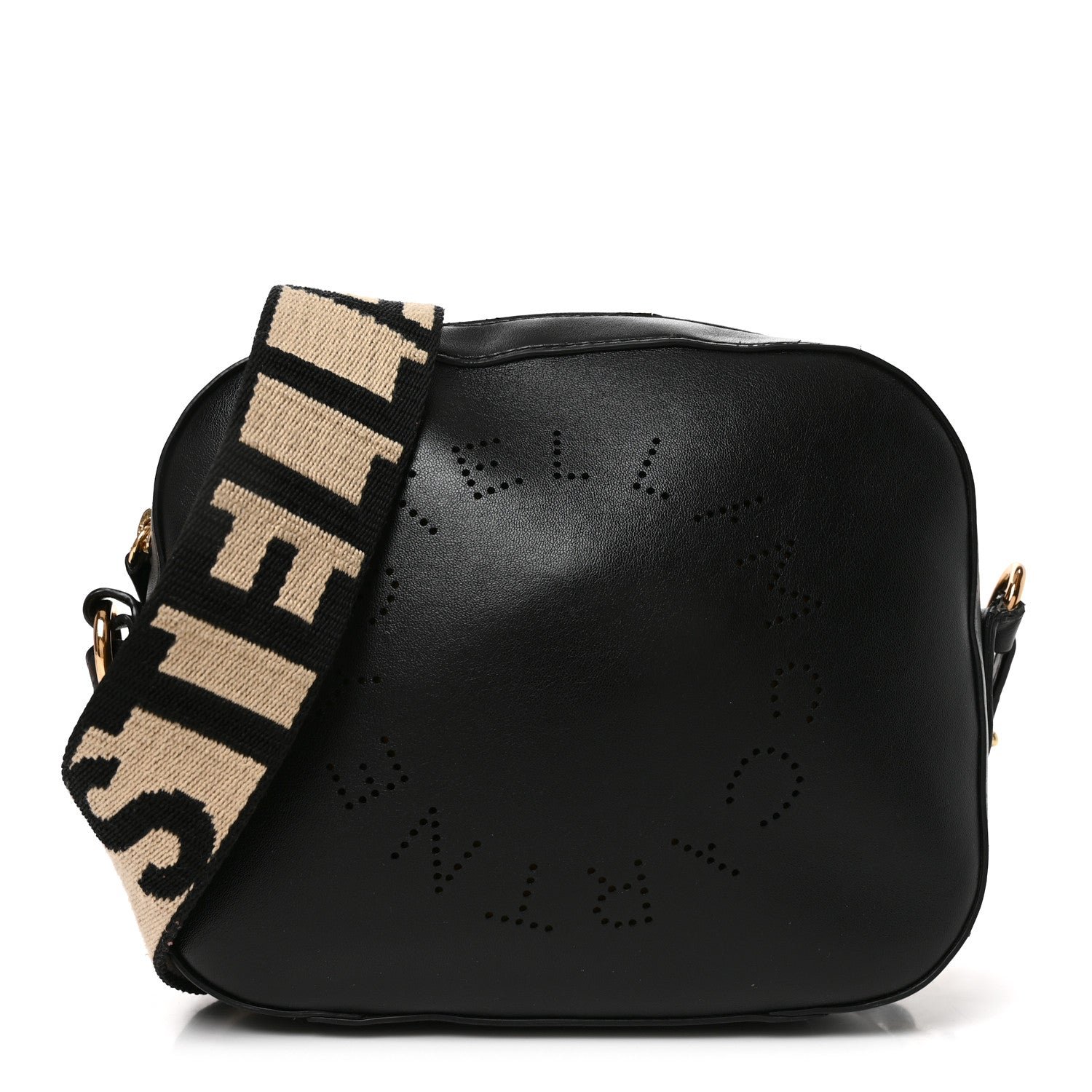 Stella McCartney Eco Alter Nappa Perforated Logo Small Camera Black