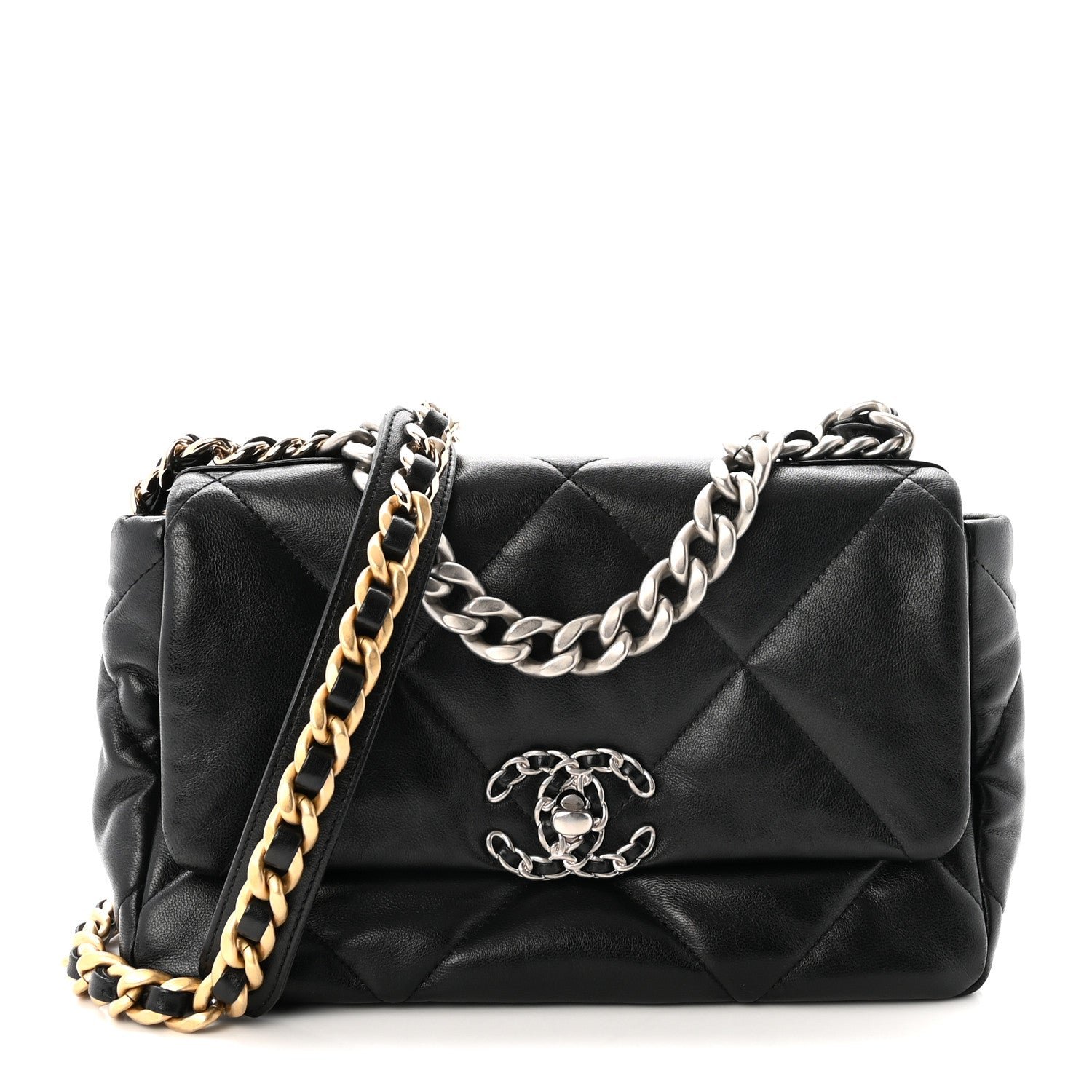 Chanel Chanel Lambskin Quilted Medium Chanel 19 Flap Black