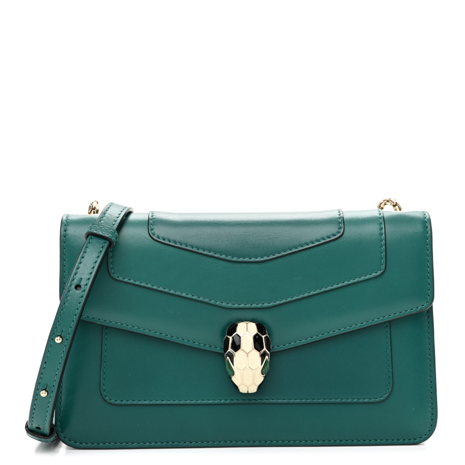 Bulgari Calfskin Serpenti Forever Crossbody Bag Emerald Green