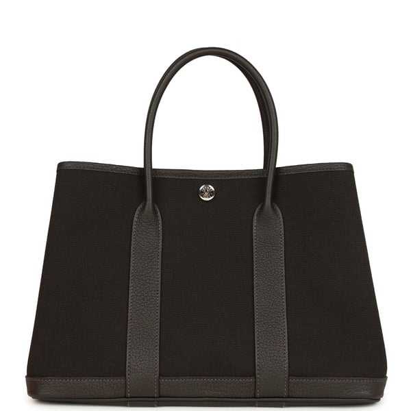 Hermes Hermes Garden Party 30 Ebene Toile Officier Canvas and Negonda Palladium Hardware