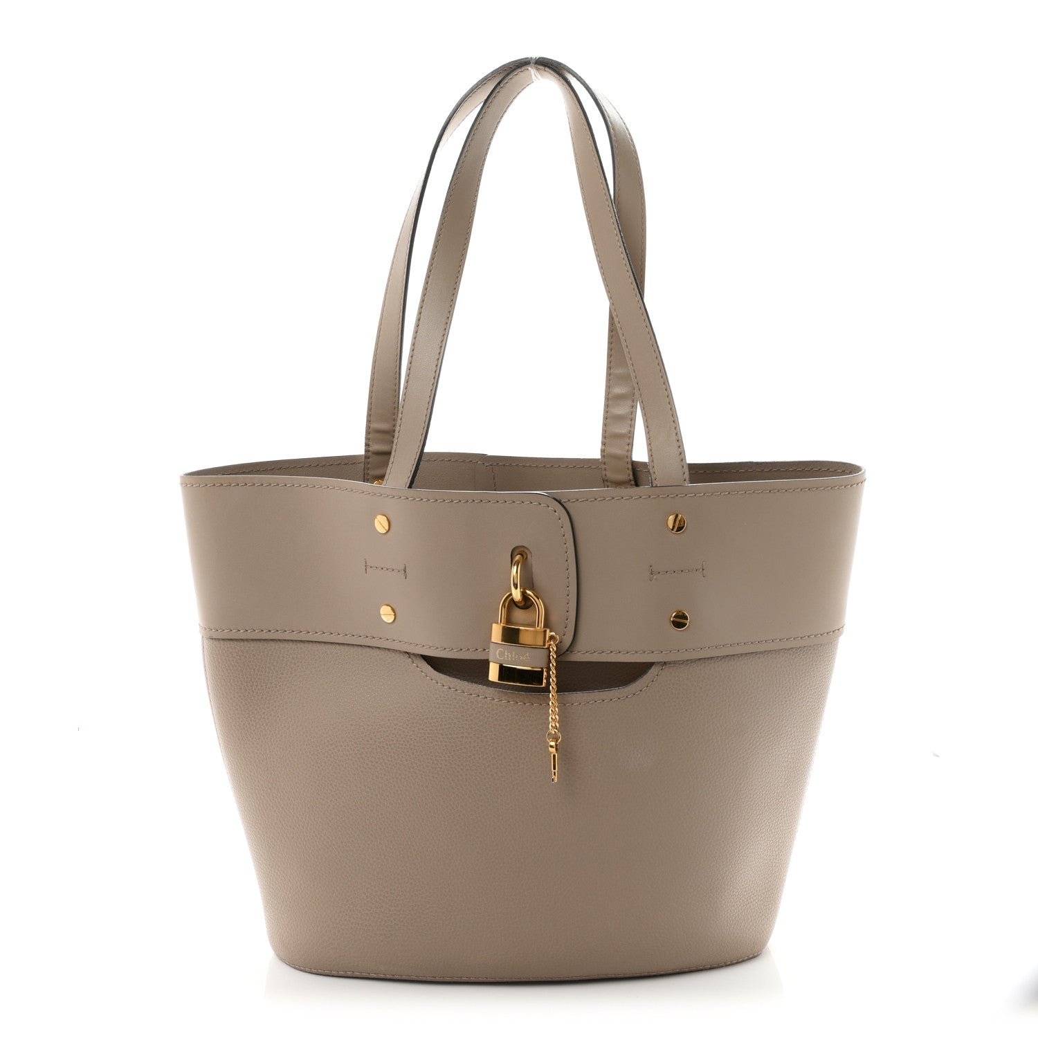 Chloe Chloe Calfskin Medium Aby Lock and Key Tote Bag Motty Grey