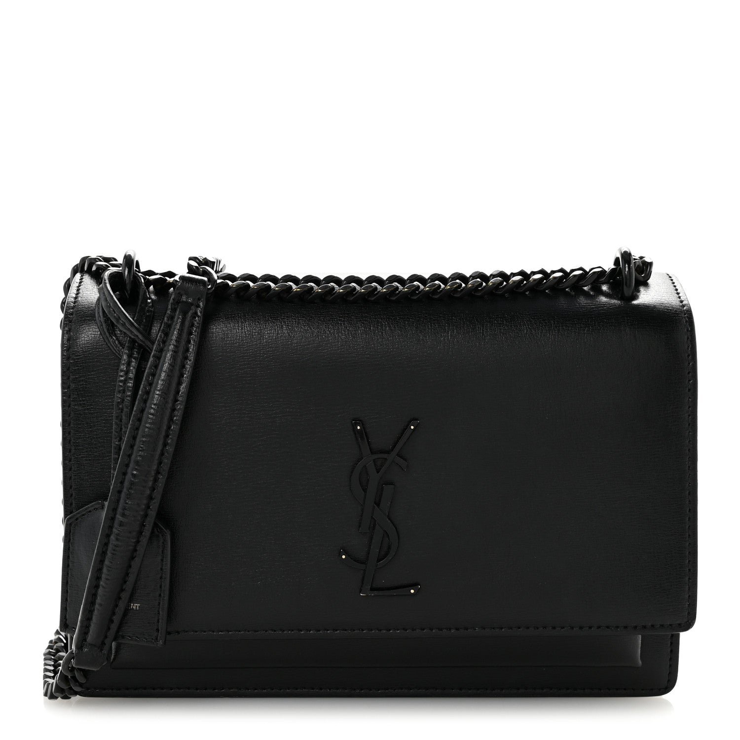 Saint Laurent Calfskin Medium Monogram Sunset Satchel Black