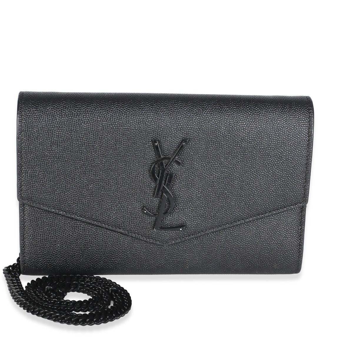 Black Grain de Poudre Uptown Chain Wallet