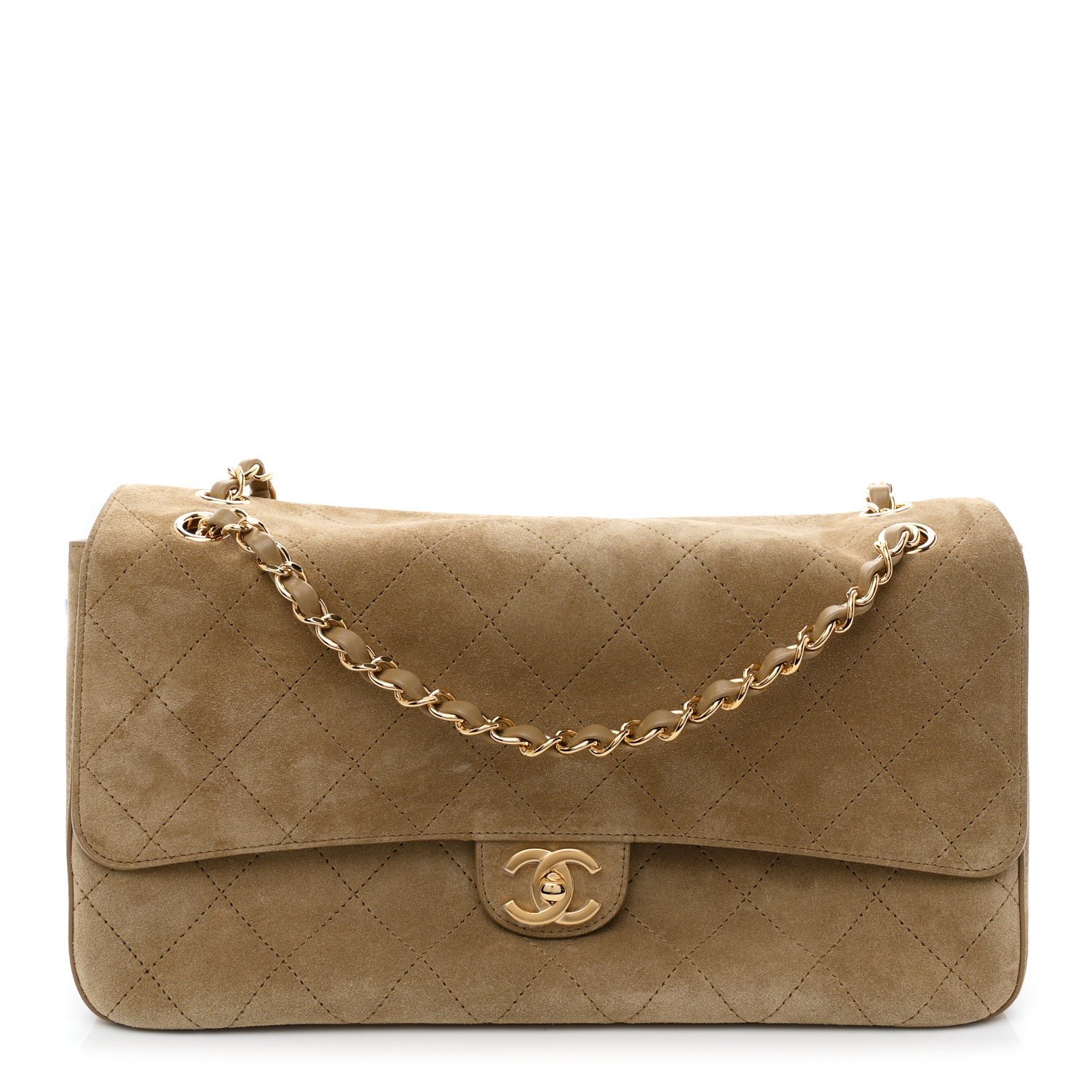 Chanel Suede Calfskin Small Souplissimo Maxi Flap Dark Beige