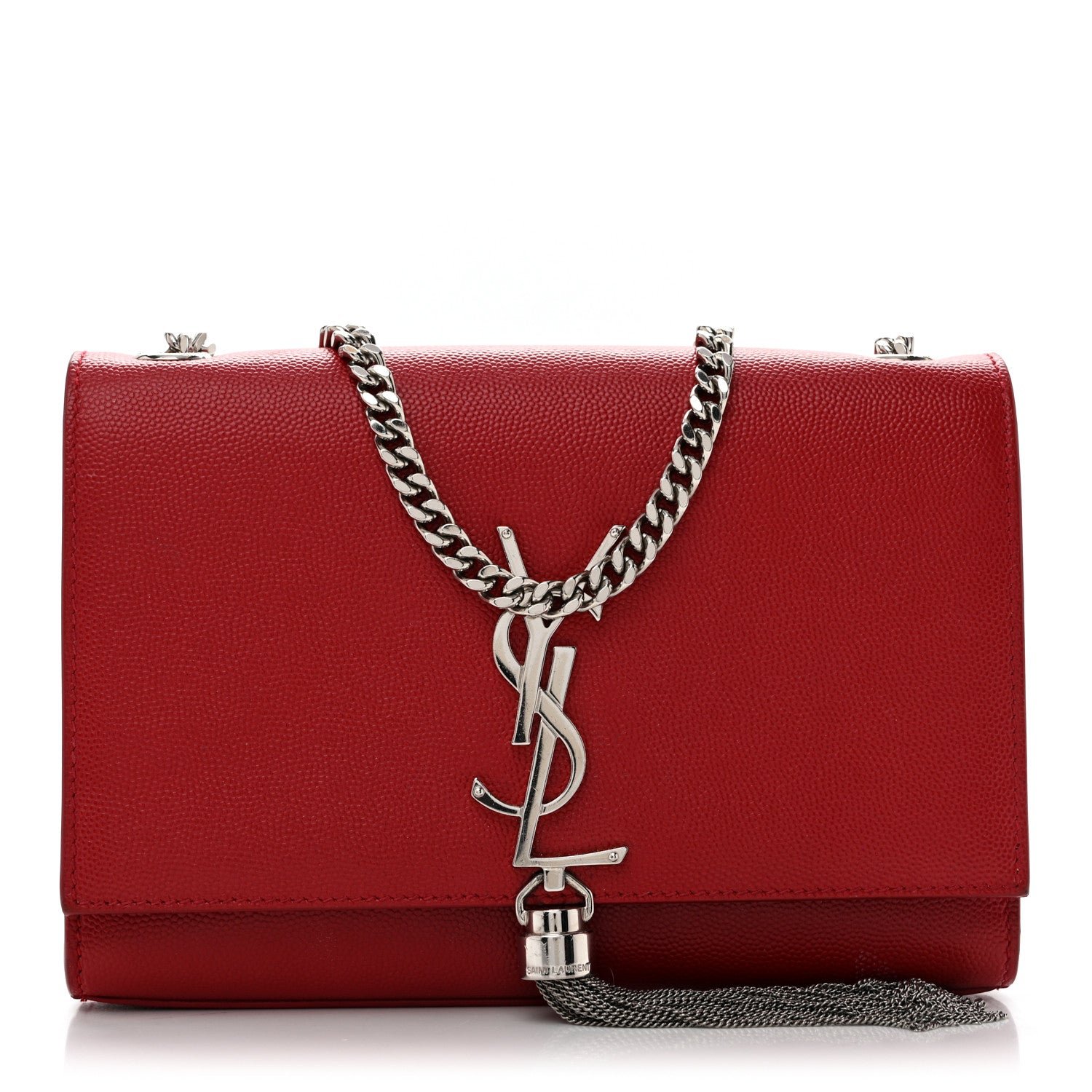 Saint Laurent Saint Laurent Grain De Poudre Small Classic Monogram Kate Tassel Satchel Red
