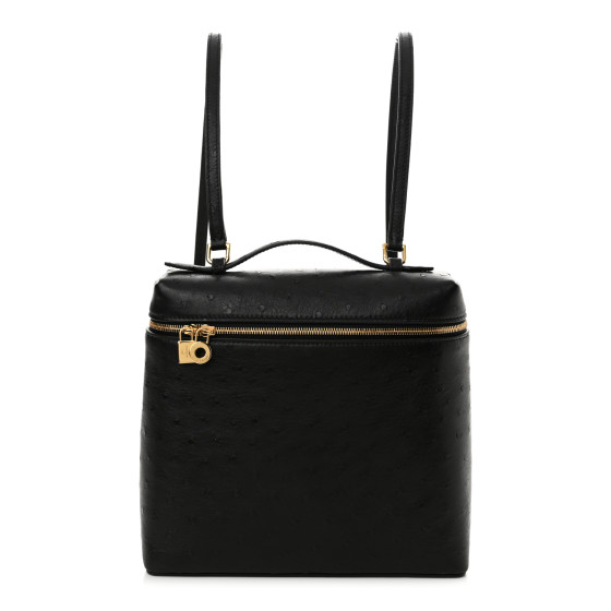 Loro Piana Ostrich L23.5 Extra Pocket Backpack Black