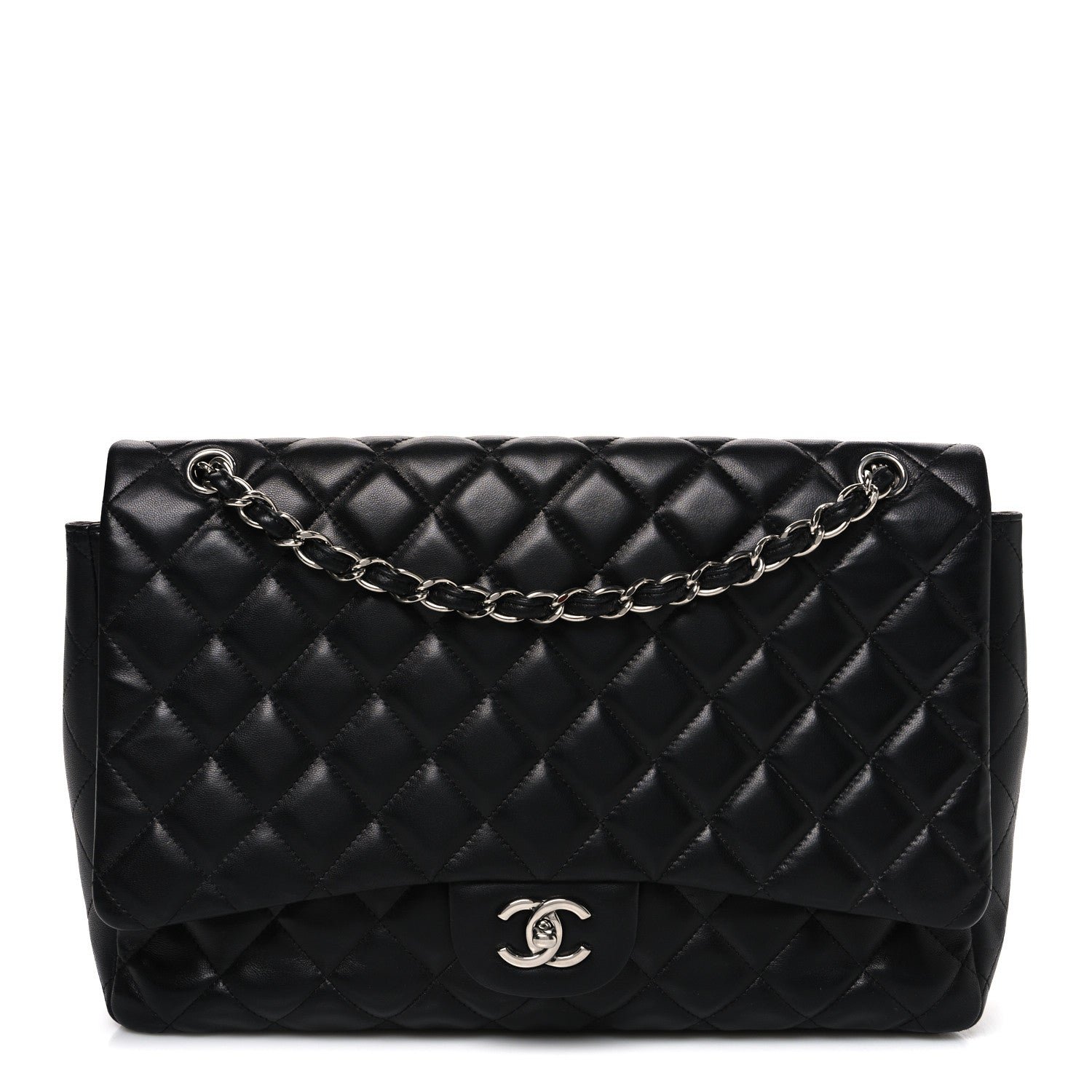 Chanel Lambskin Quilted Maxi Single Flap Black