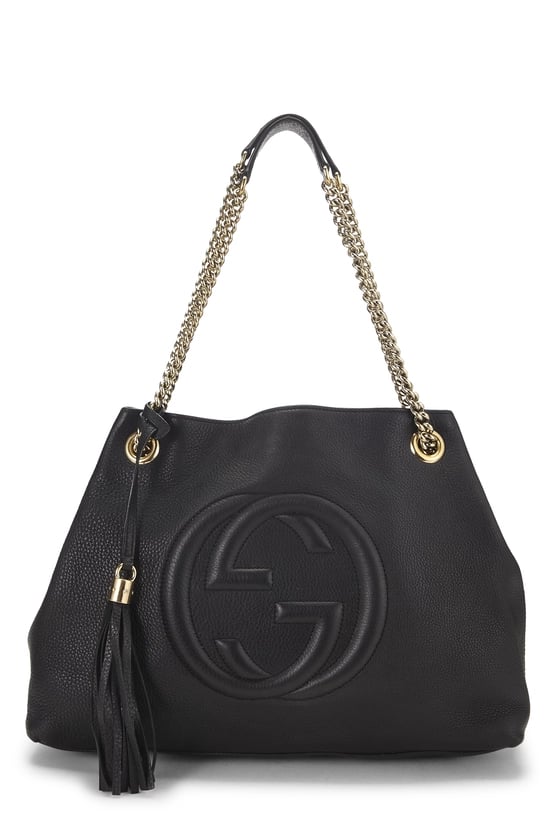 Black Leather Soho Chain Tote