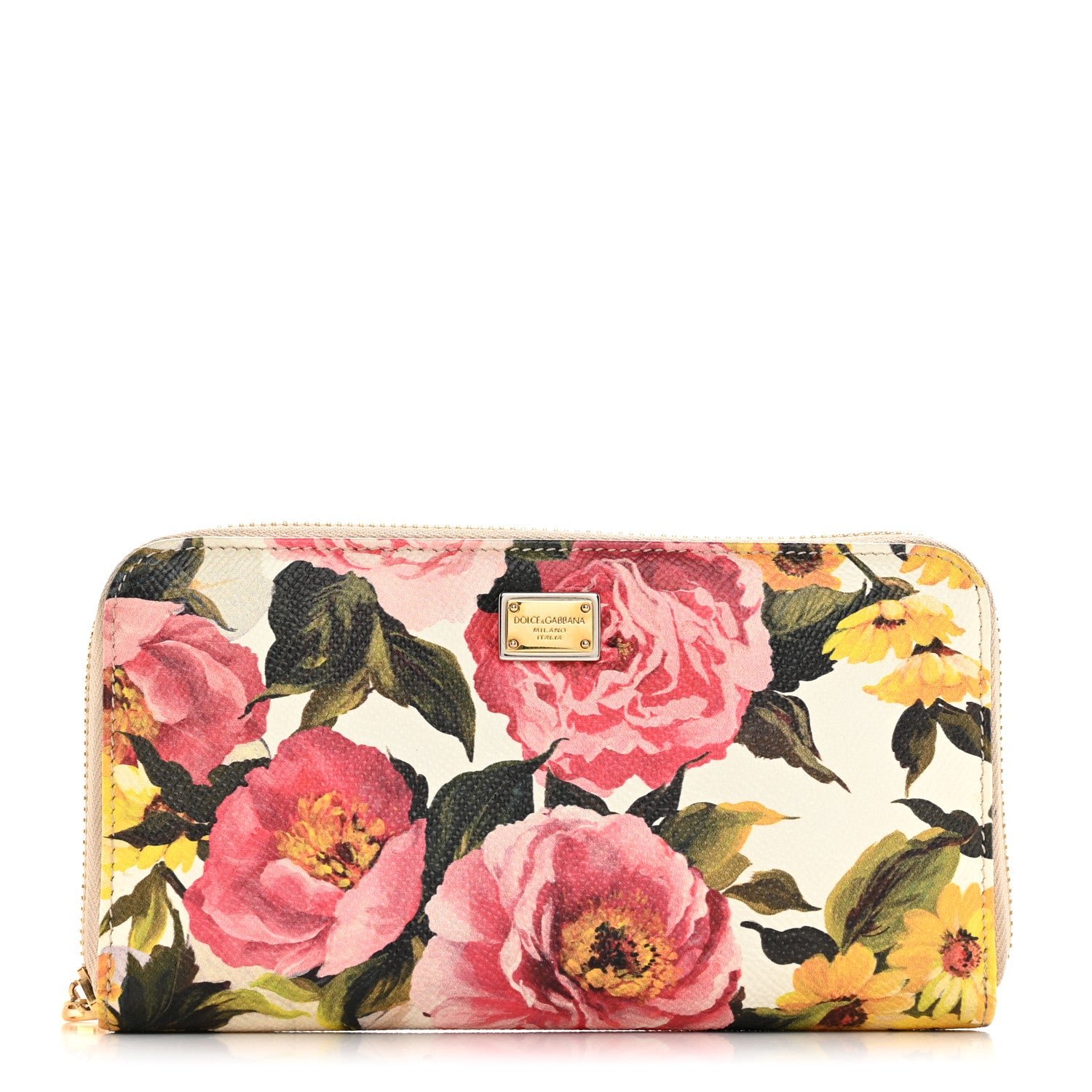 Dolce & Gabbana Dauphine Floral Print Zip Around Wallet Multicolor