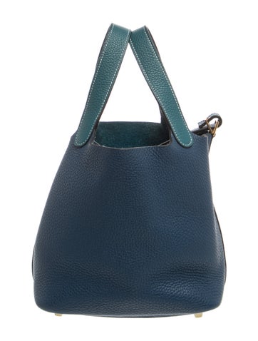 Deep Blue & Vert Bosphore Clemence Casaque Picotin Lock 18