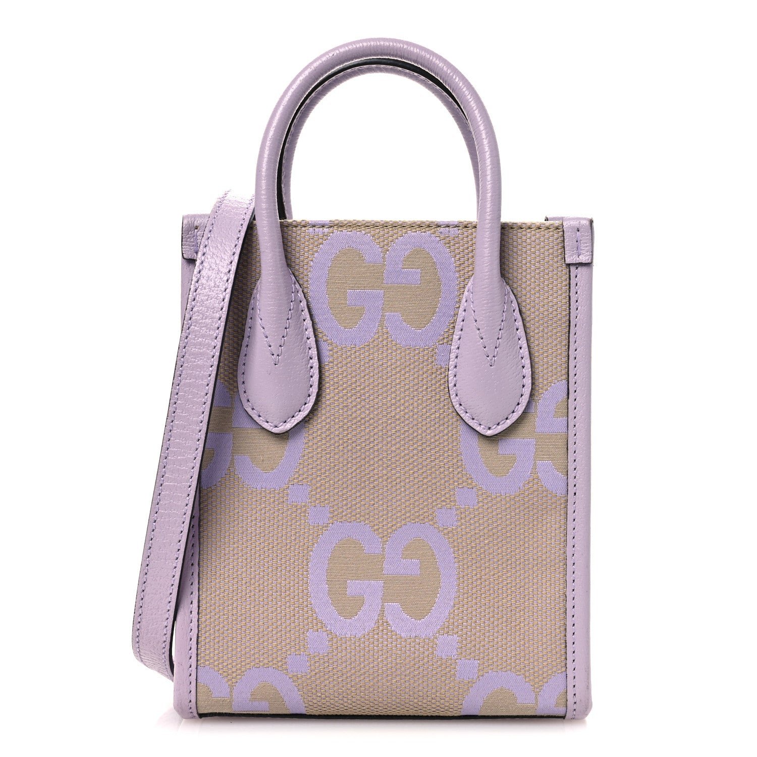 Gucci Monogram Jumbo GG Textured Dollar Calfskin Mini Tote Bag Beige Lapis