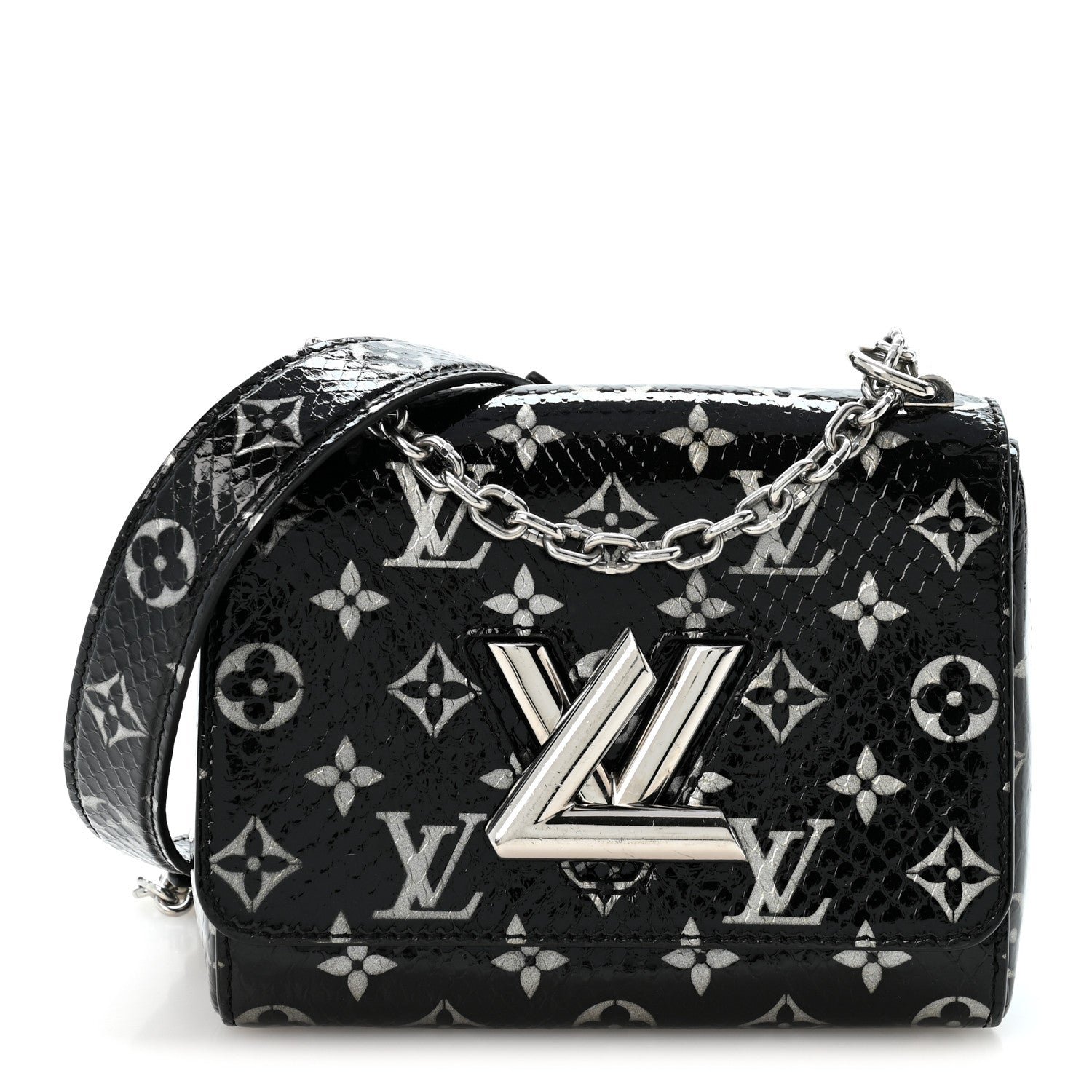 Louis Vuitton Snakeskin Monogram Twist Shoulder Bag PM Black