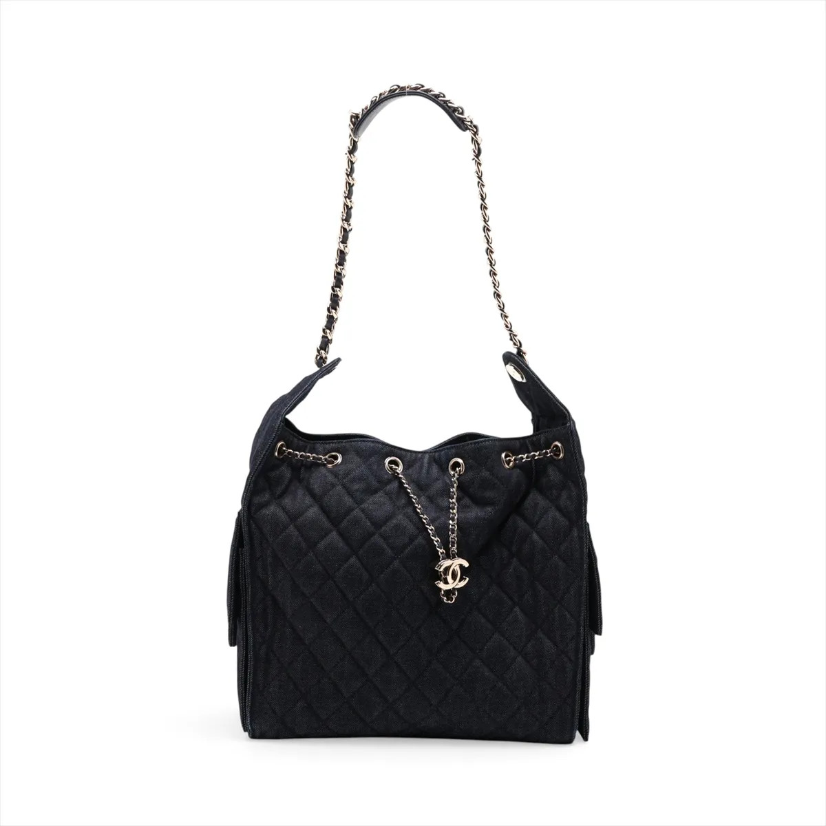 Chanel Chanel 25 Medium Denim Shoulder bag Navy Blue Gold Metal Fittings random