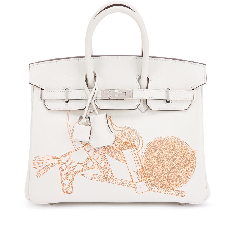 Limited Edition White Swift In and Out Birkin 25 Palladium Hardware, 2023