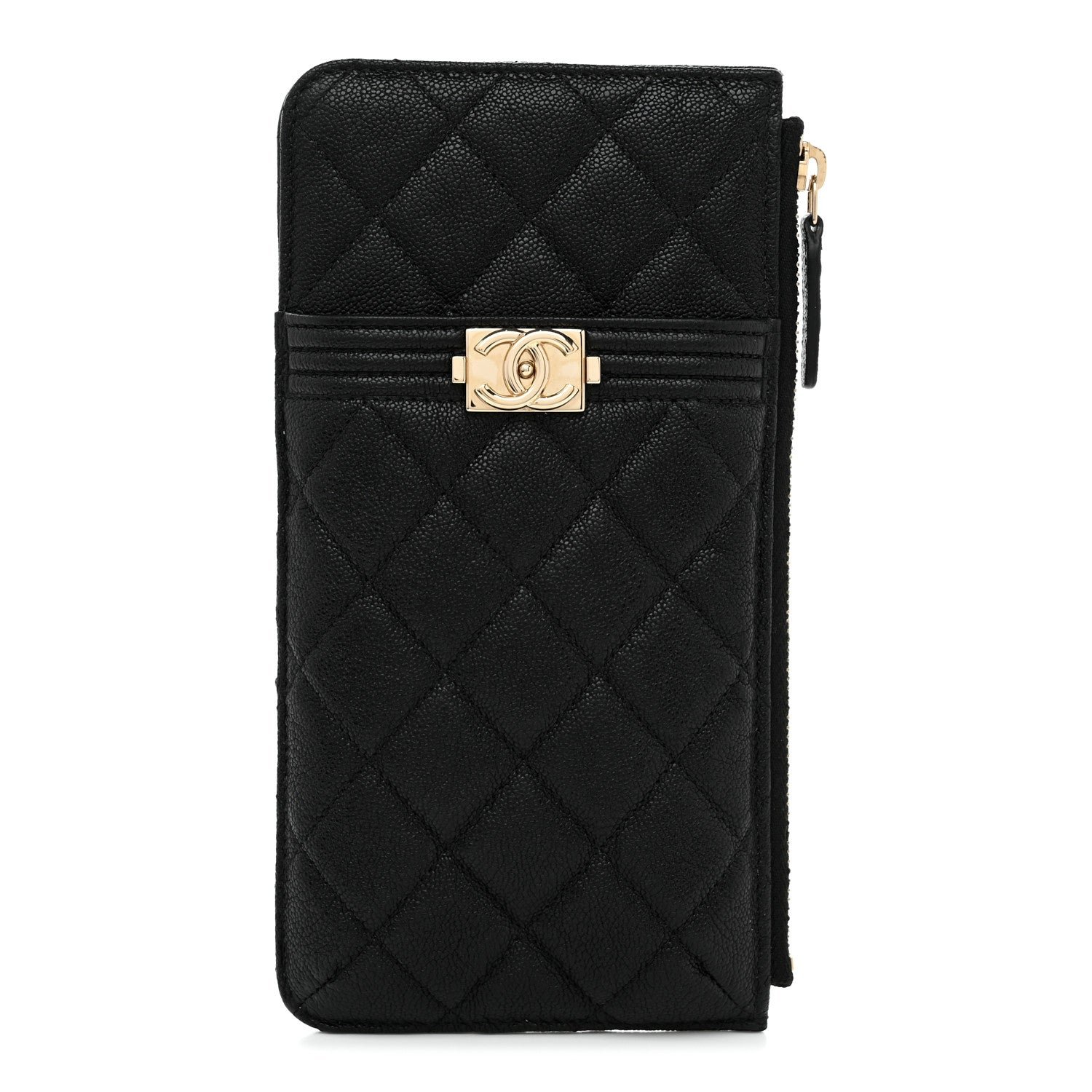 Chanel Caviar Quilted Boy iPhone Pouch Black