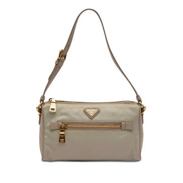 Nylon Saffiano Trimmed Tessuto Pocket Shoulder Bag