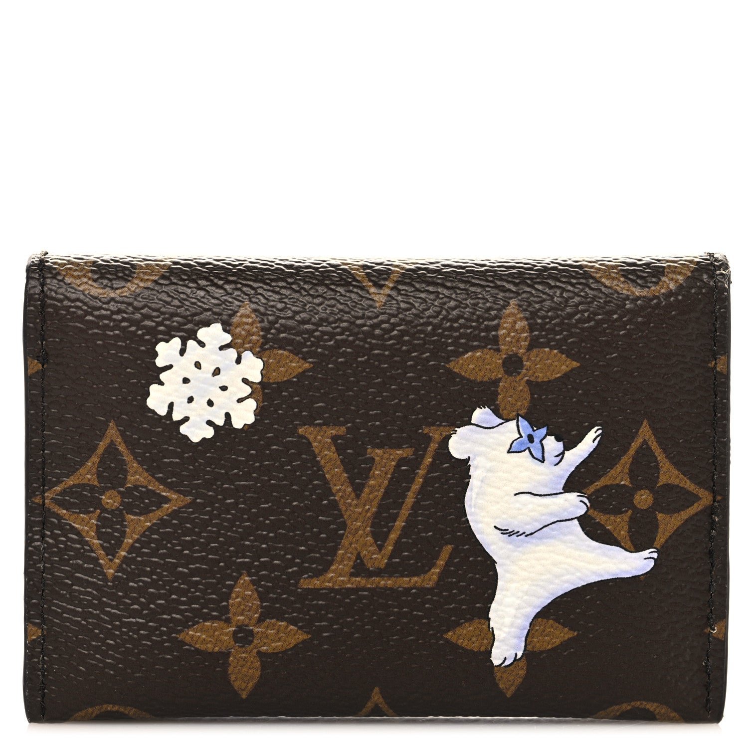 Louis Vuitton Monogram 2025 Christmas Animation Winter Holiday Slim Card Holder Snowy Pearl