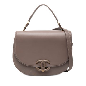 Calf Leather Medium Shiny Calfskin and Quilted Goatskin Coco Curve Flap
