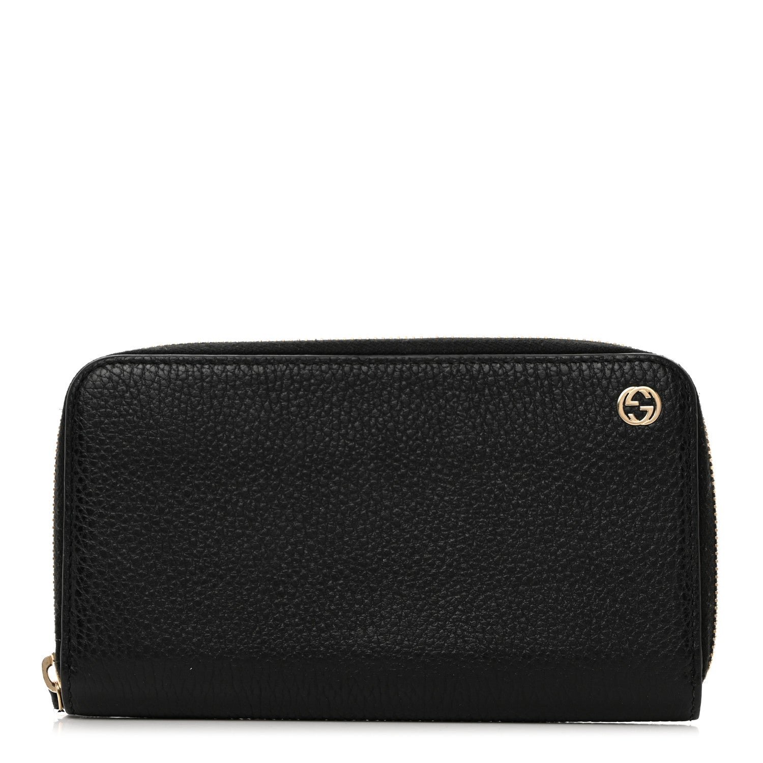 Gucci Dollar Calfskin GG Zip Around Wallet Black