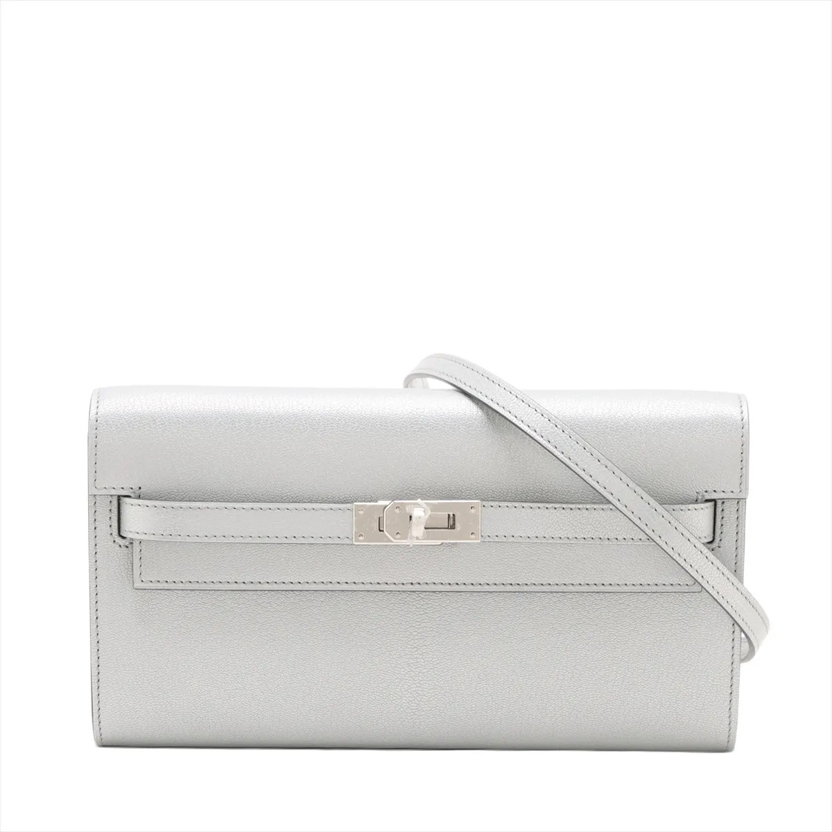 Hermès Kelly Wallet Togo Chèvre Shamukira Argent Silver Metal Fittings