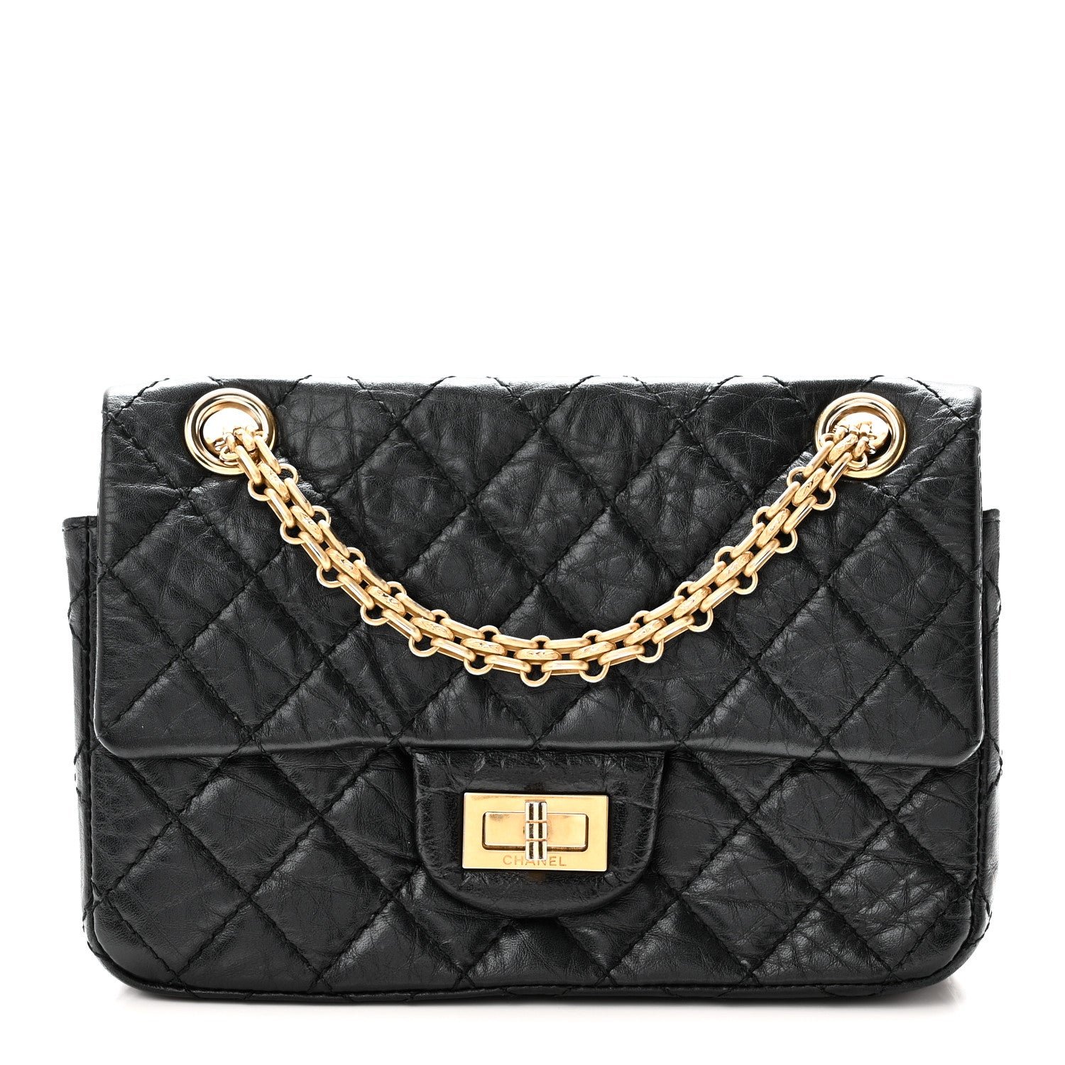 Chanel Aged Calfskin Quilted 2.55 Reissue Mini Flap Black