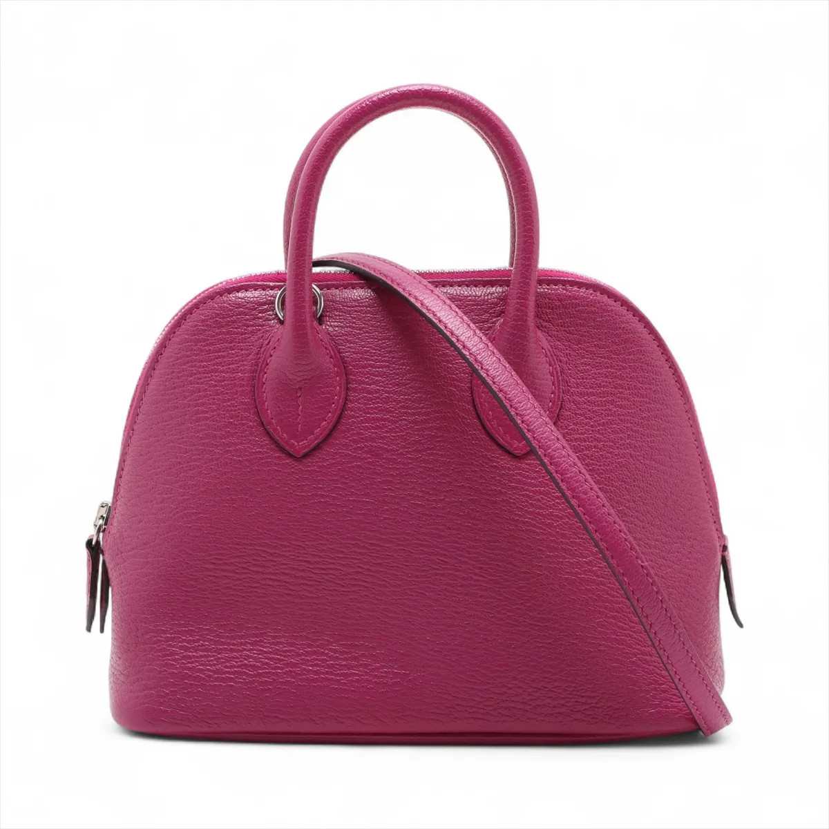 Hermès Bolide 1923 Mini 18 Chèvre Mysore Rose Purple Silver Metal Fittings