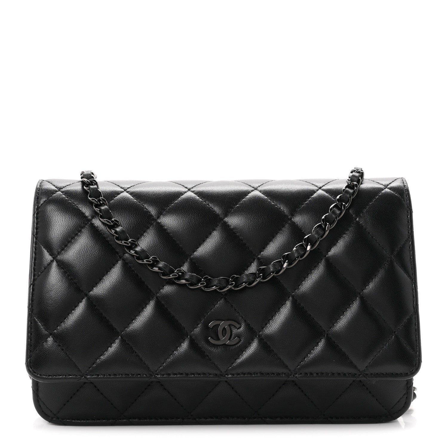 Chanel Lambskin Quilted Wallet On Chain WOC So Black