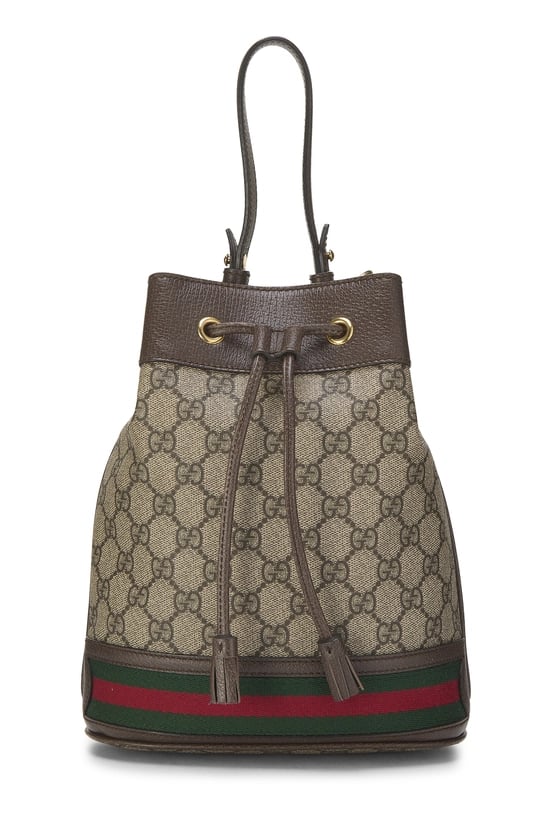 Brown GG Supreme Canvas Ophidia Bucket Bag Small