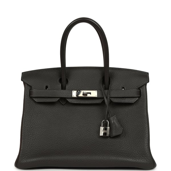 Hermes Pre-owned Hermes Birkin 30 Graphite Clemence Palladium Hardware