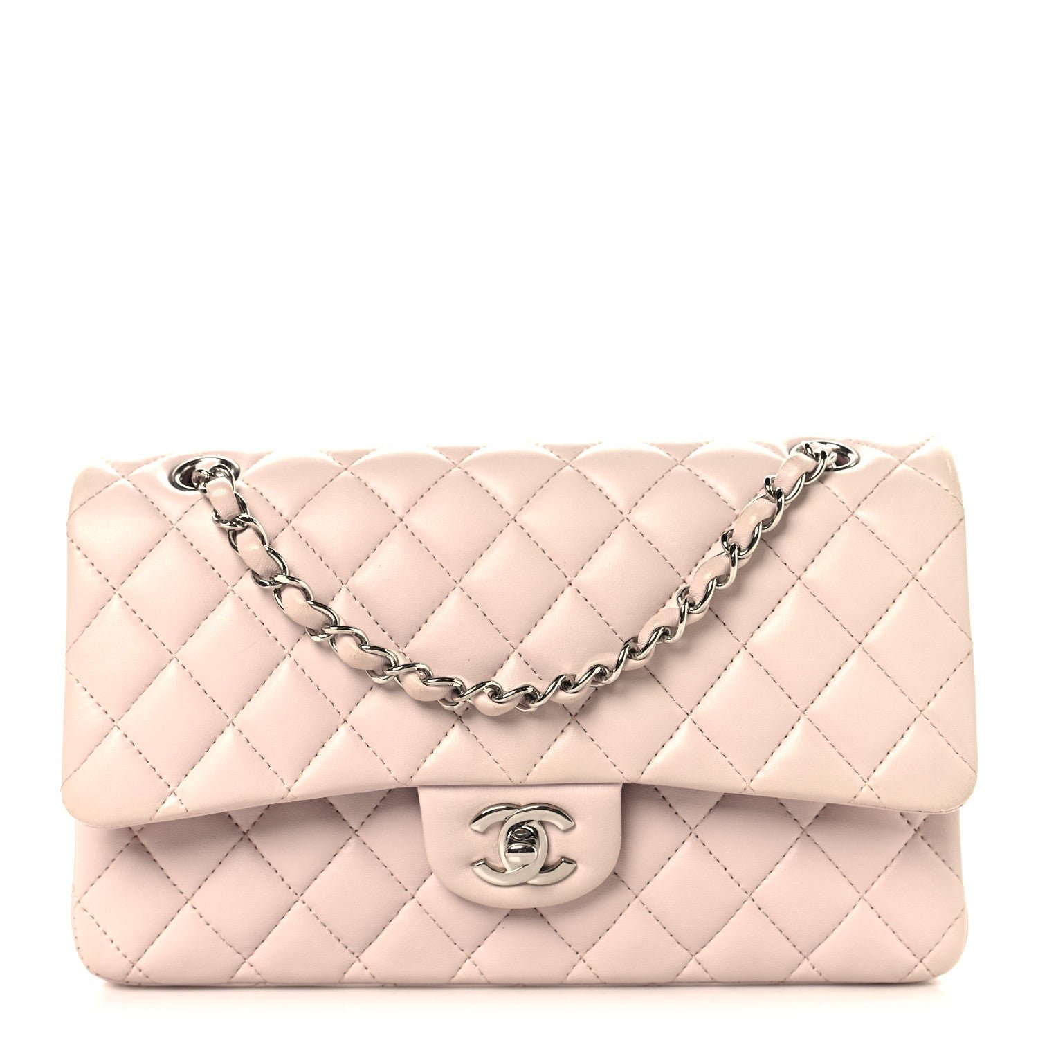 Chanel Lambskin Quilted Medium Double Flap Light Pink