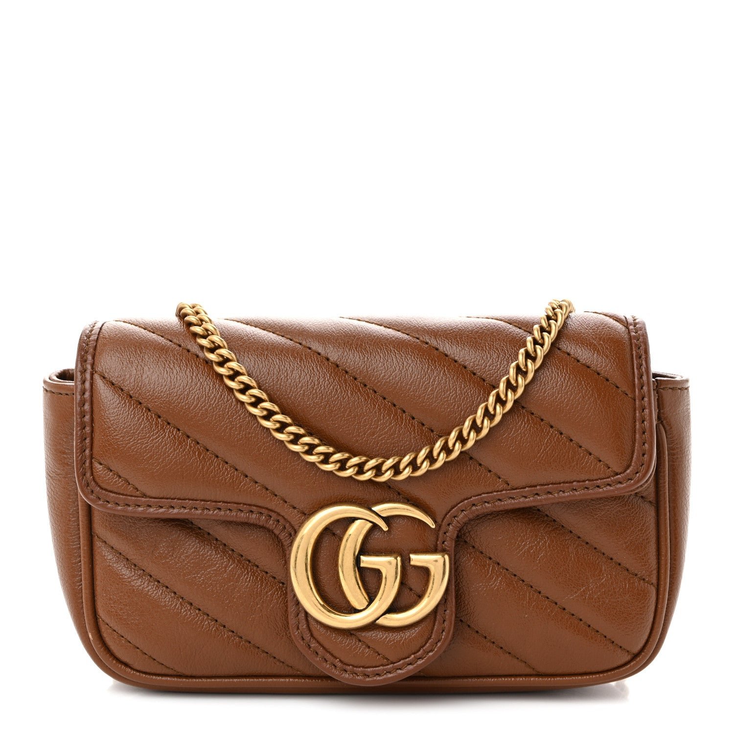 Gucci Azalea Calfskin Matelasse Diagonal Super Mini GG Marmont Shoulder Bag Cuir